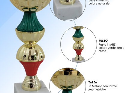 Coppa da 21 cm in metallo con base in marmo | Cod. 13.411G