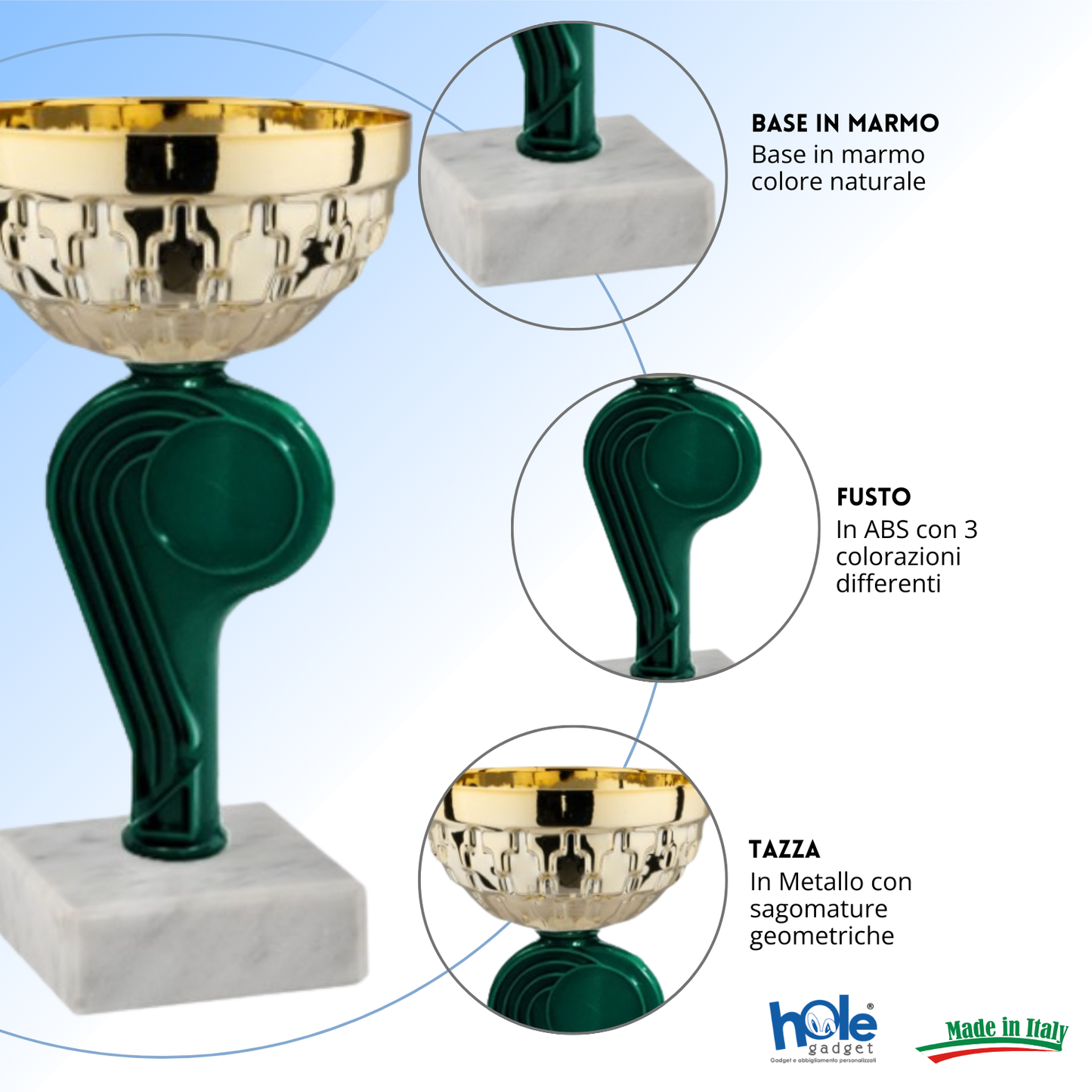 Tris di premiazioni 15 cm a 3 colorazioni | Cod. 13.569