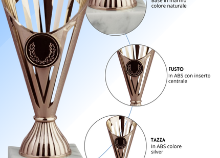 Coppa da 17 cm Bronzo in ABS con base in marmo | Cod. 13.023B