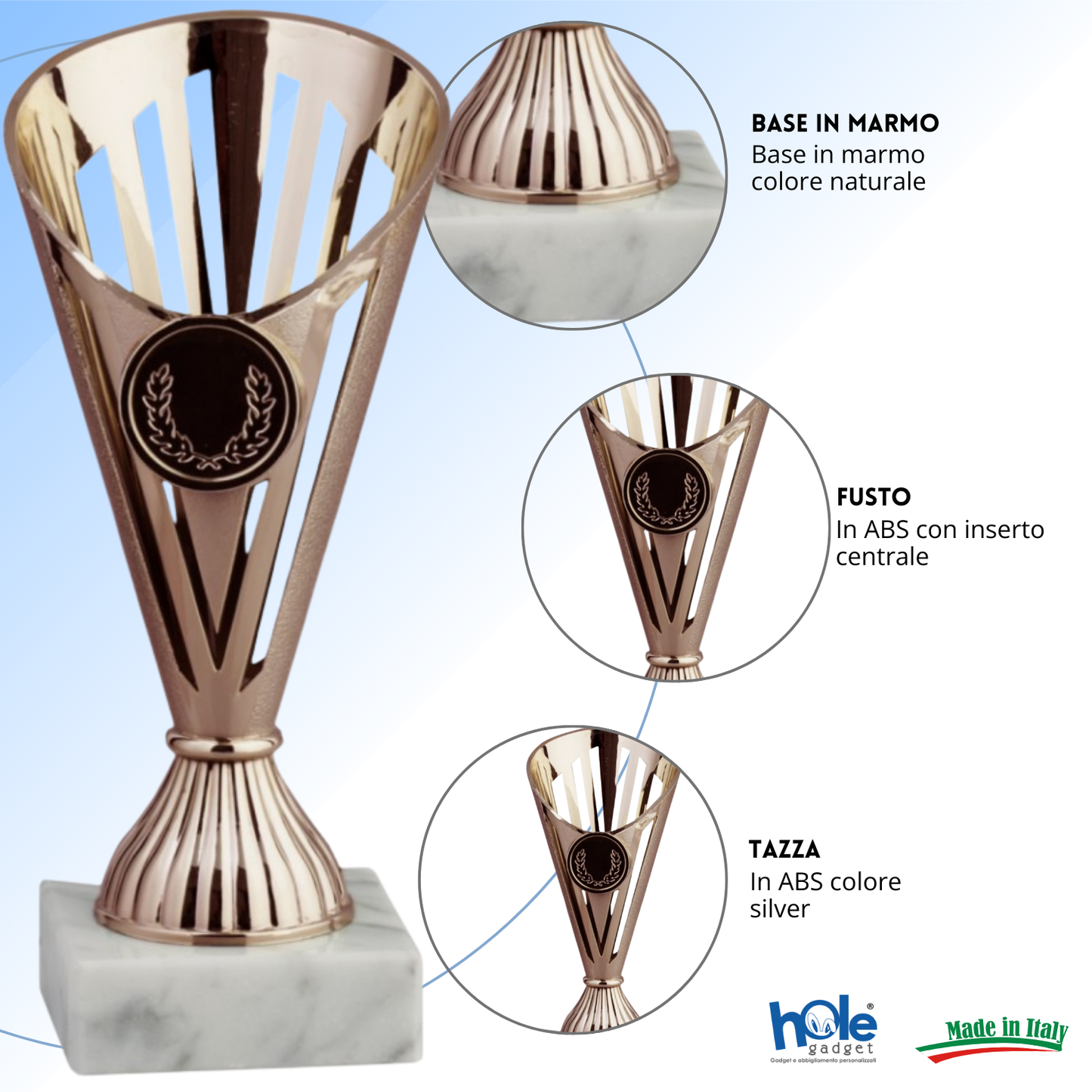 Coppa da 17 cm Bronzo in ABS con base in marmo | Cod. 13.023B