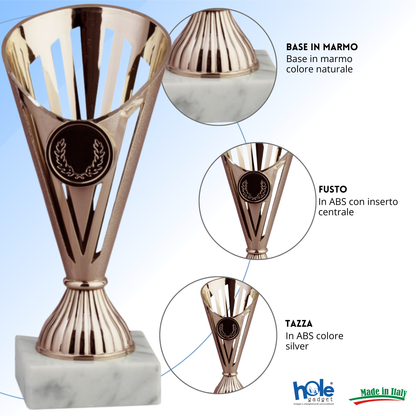 Coppa da 17 cm Bronzo in ABS con base in marmo | Cod. 13.023B