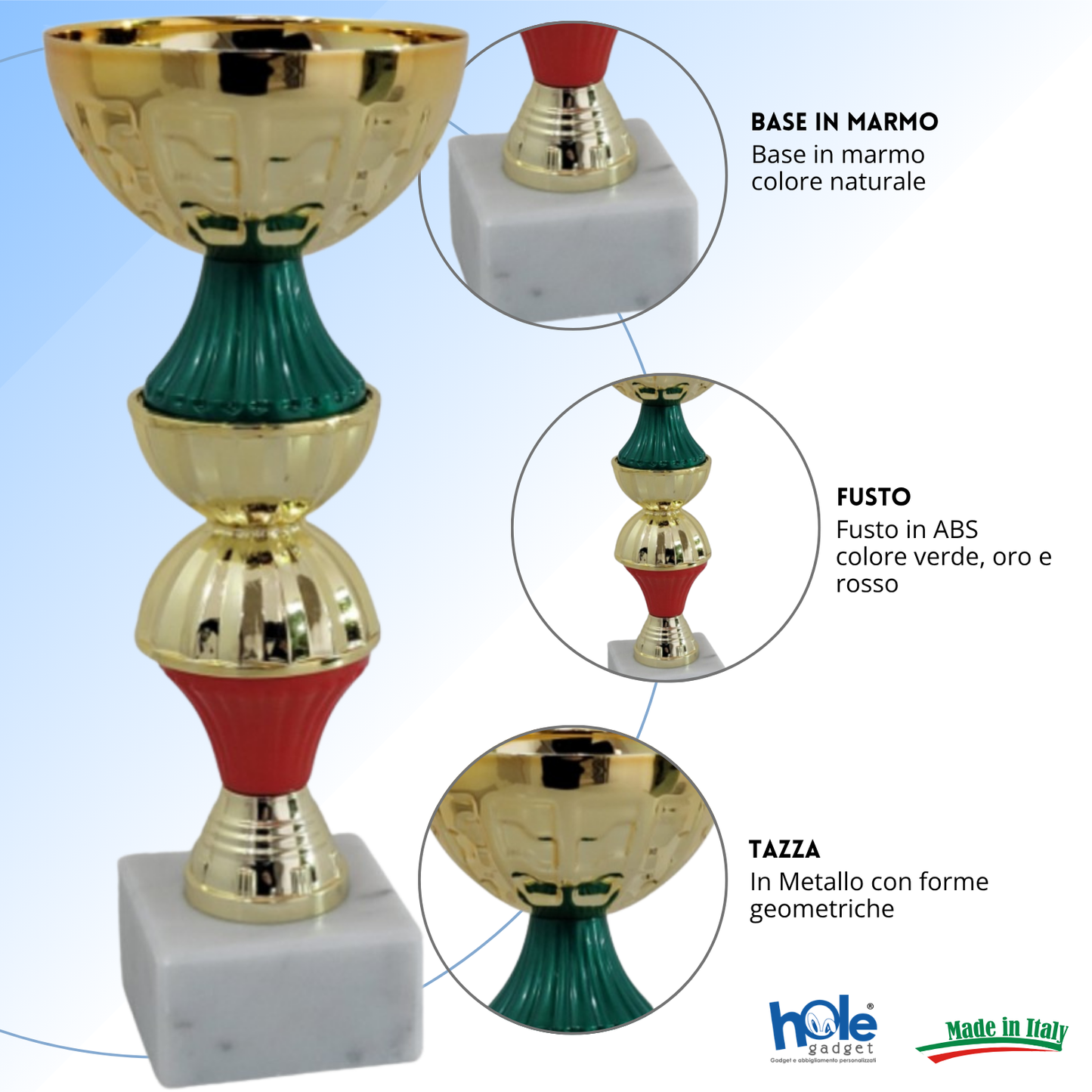 Tris di premiazioni 21 - 20 - 19 cm | Cod. 13.419G