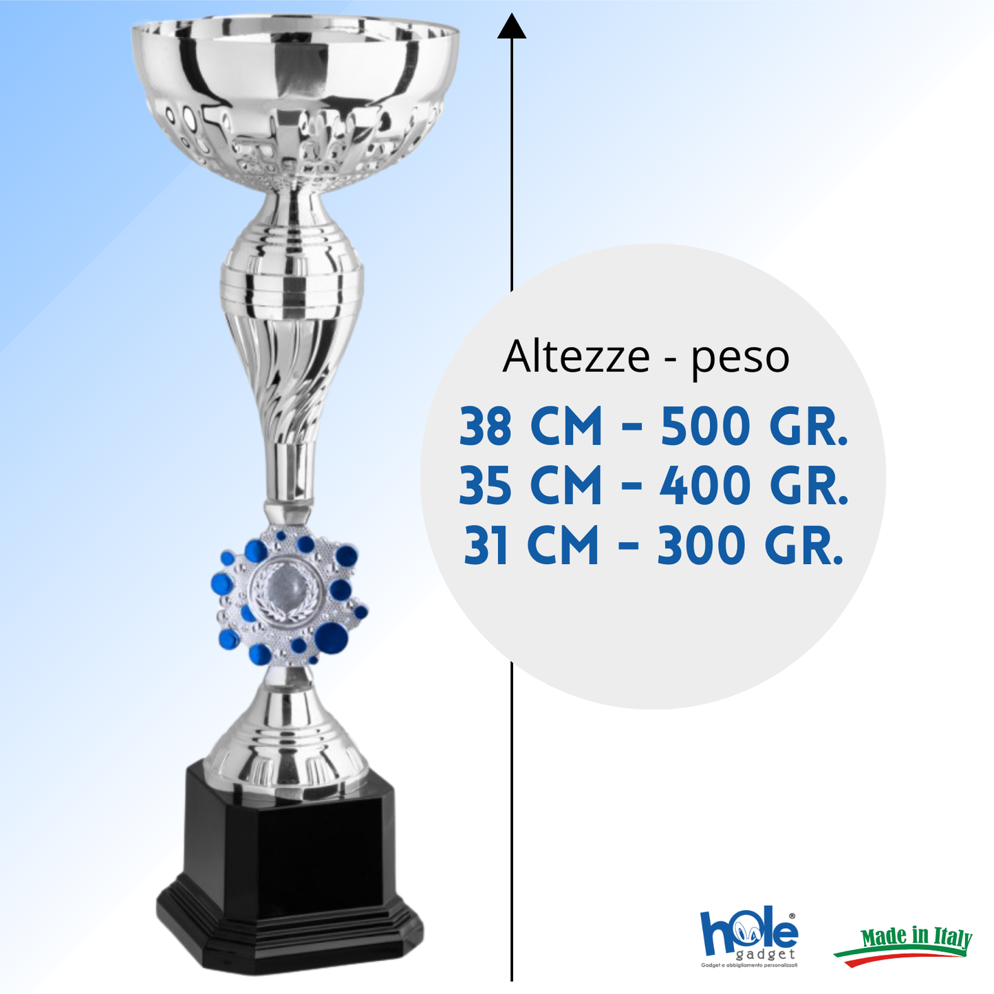 Tris di premiazioni economiche 38 - 35 - 31 cm | Cod. 12.299