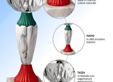 Coppa da 17 cm con tazza in metallo e base in marmo | Cod. 13.393S