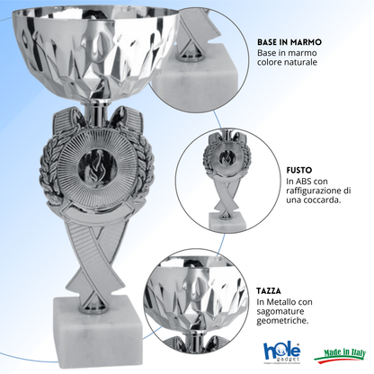 Coppa da 20 cm con tazza in metallo e base in marmo | Cod. 13.604S
