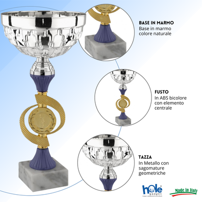 Coppa da 29 cm con tazza in metallo e base in marmo | Cod. 13.551S