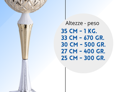 Coppa da 30 cm in metallo con base in marmo | Cod. 13.043G
