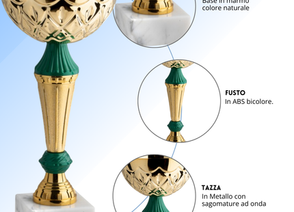 Coppa da 24 cm con tazza in metallo e base in marmo | Cod. 13.583G