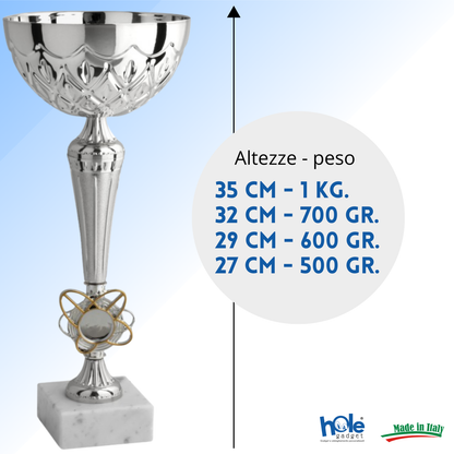 Coppa da 27 cm in metallo con base in marmo | Cod. 13.054S