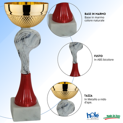 Coppa da 23 cm con tazza in metallo e base in marmo | Cod. 13.461G