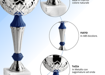 Coppa da 28 cm con tazza in metallo e base in marmo | Cod. 13.581S