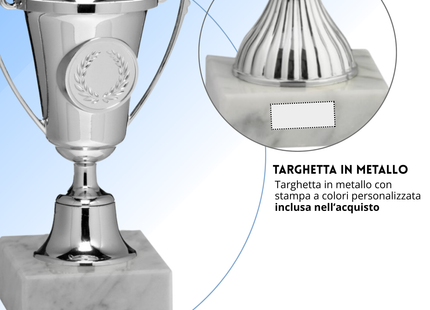 Coppa da 13 cm Silver in ABS con base in marmo | Cod. 13.293