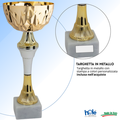 Coppa da 21 cm con tazza in metallo e base in marmo | Cod. 13.593G