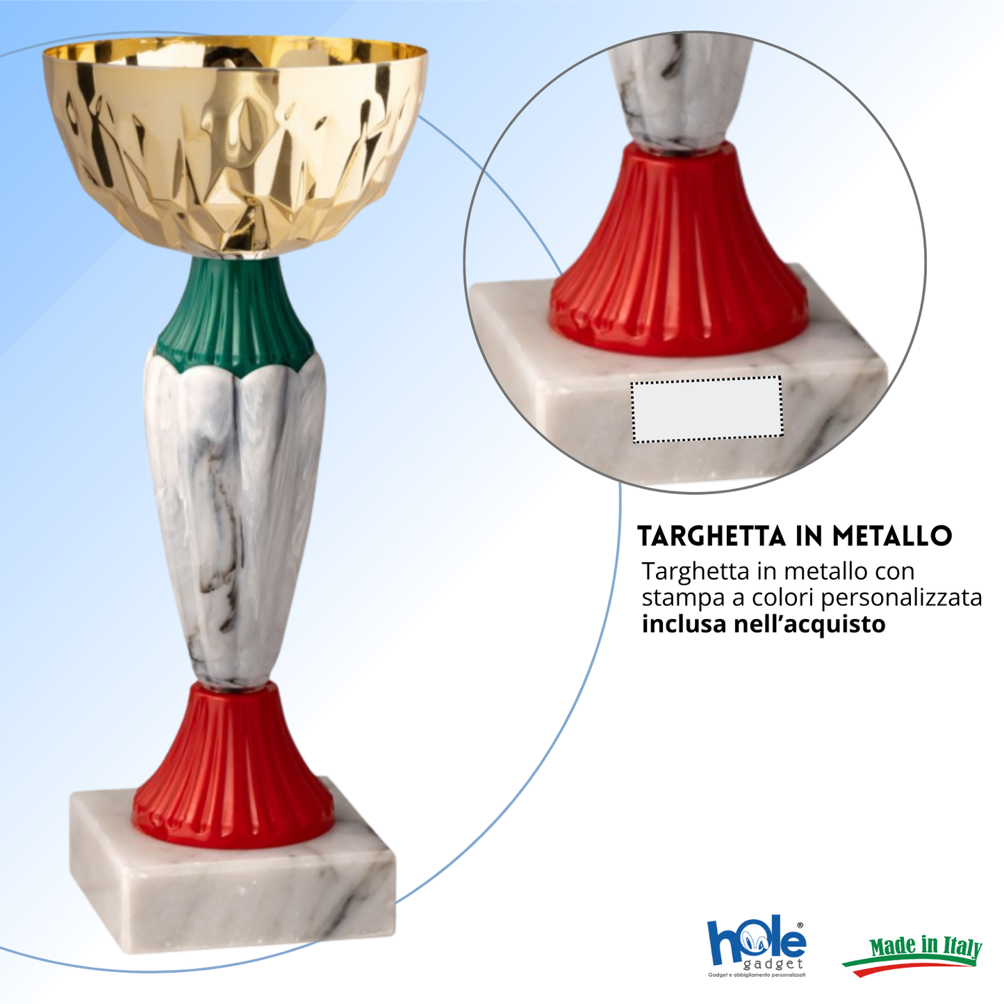 Coppa da 18 cm con tazza in metallo e base in marmo | Cod. 13.392G