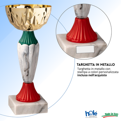Coppa da 18 cm con tazza in metallo e base in marmo | Cod. 13.392G