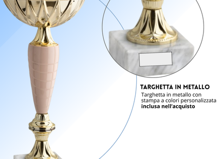 Coppa da 35 cm in metallo con base in marmo | Cod. 13.011G