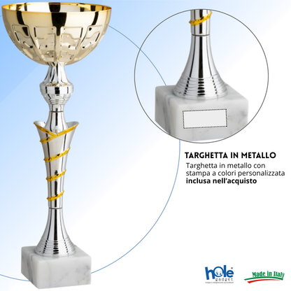 Coppa da 29 cm in metallo con base in marmo | Cod. 11.574G