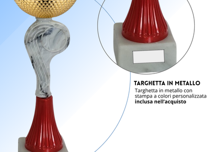 Coppa da 23 cm con tazza in metallo e base in marmo | Cod. 13.461G