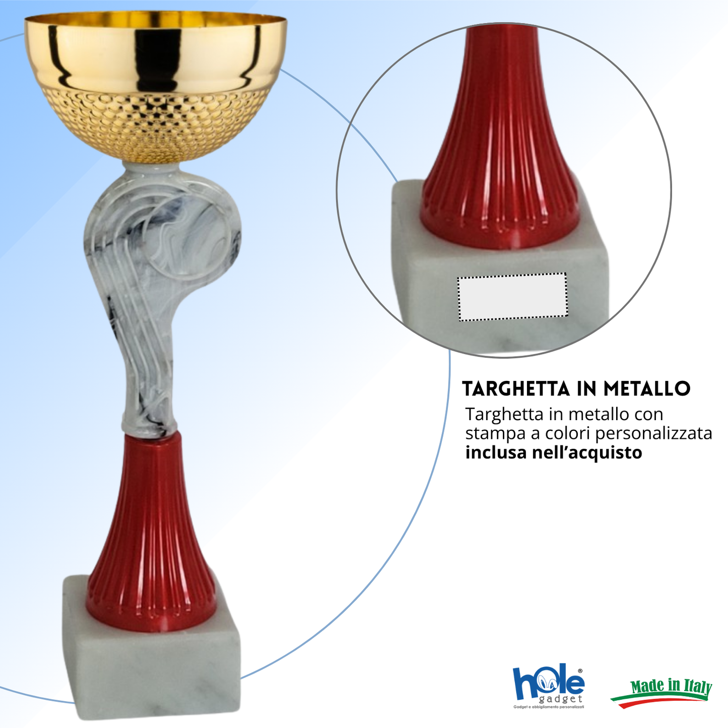 Coppa da 23 cm con tazza in metallo e base in marmo | Cod. 13.461G