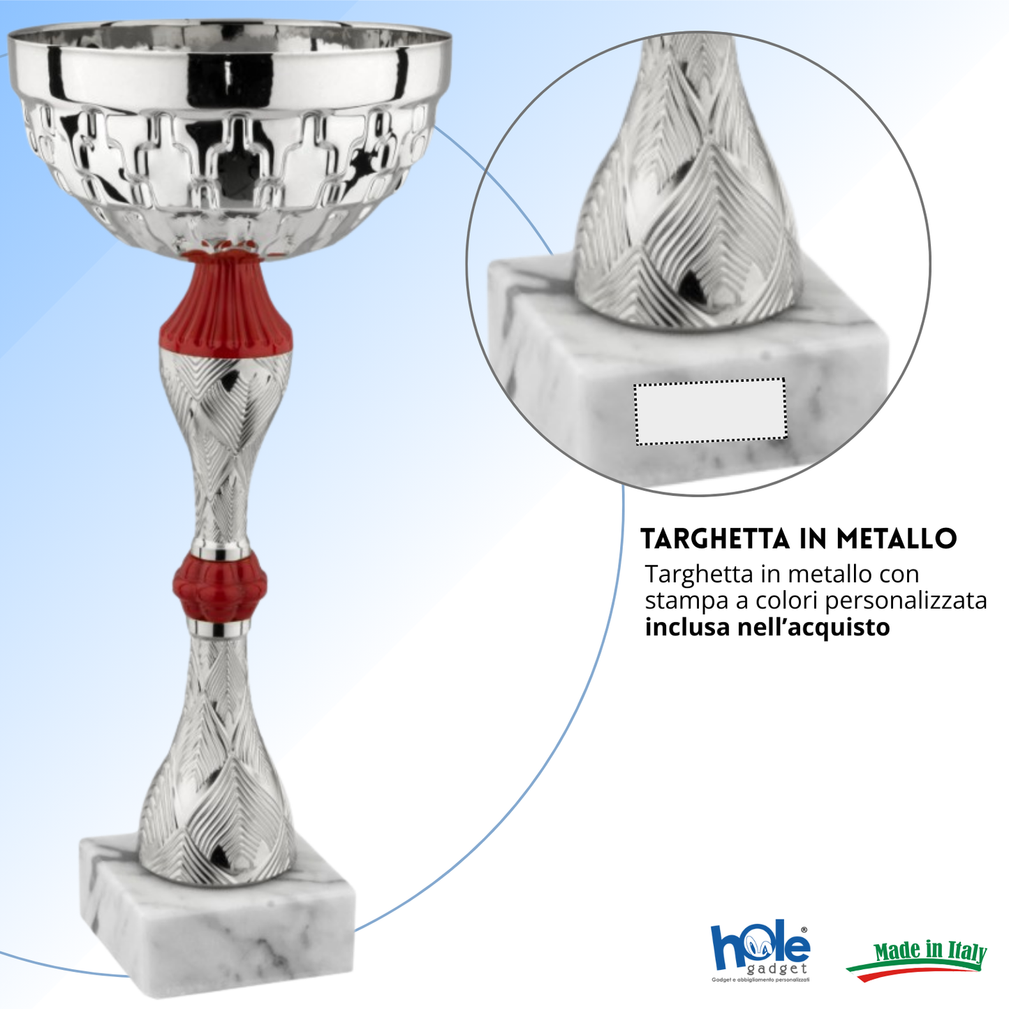 Coppa da 30 cm in metallo con base in marmo | Cod. 13.242S