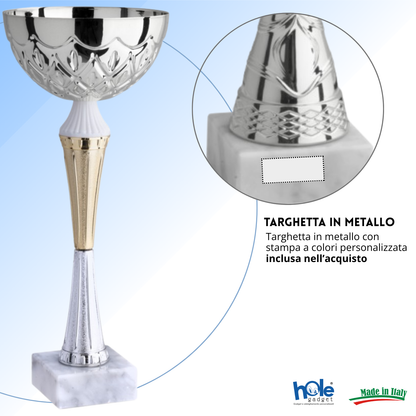 Coppa da 35 cm in metallo con base in marmo | Cod. 13.042G
