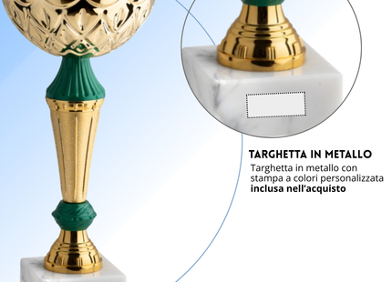 Coppa da 24 cm con tazza in metallo e base in marmo | Cod. 13.583G