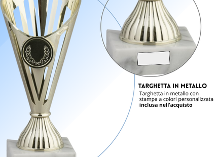 Coppa da 17 cm Oro in ABS con base in marmo | Cod. 13.021G