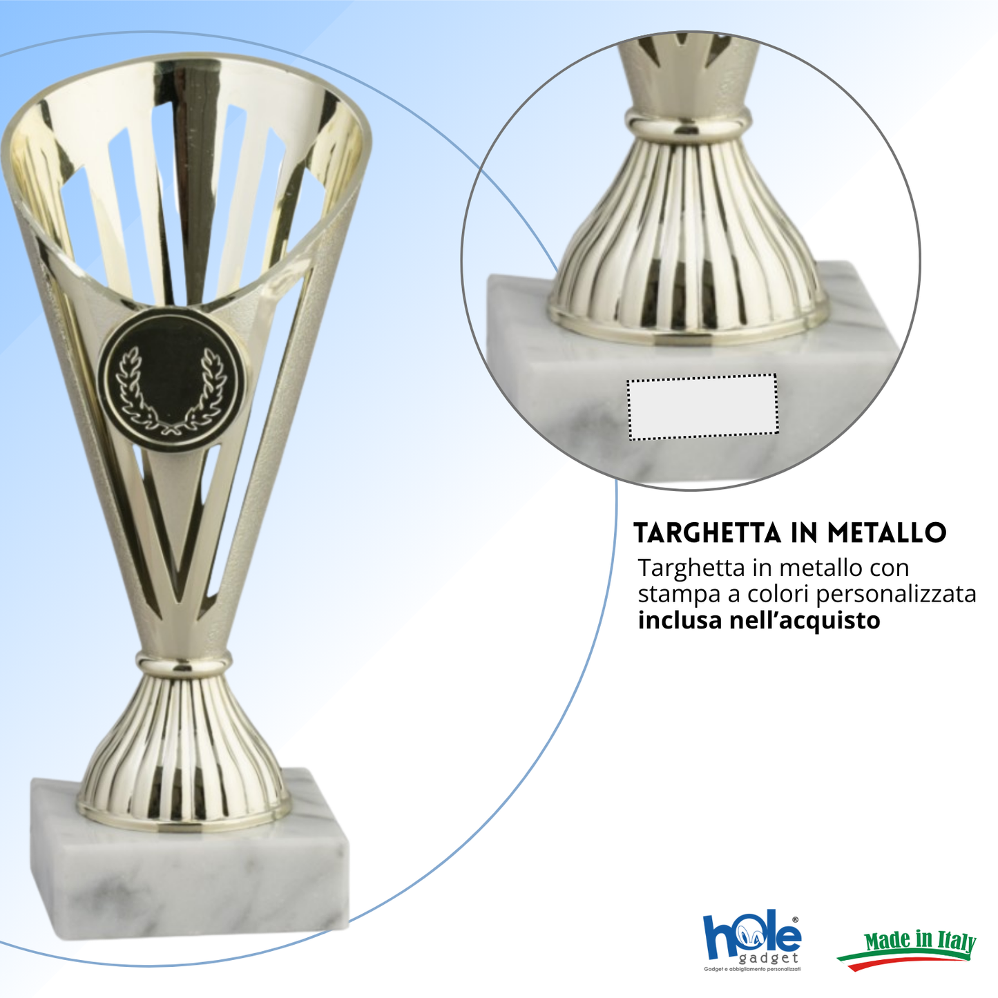 Coppa da 17 cm Oro in ABS con base in marmo | Cod. 13.021G