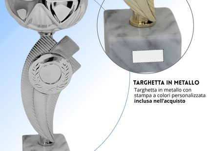 Coppa da 24 cm Silver in ABS con base in marmo | Cod. 13.211S