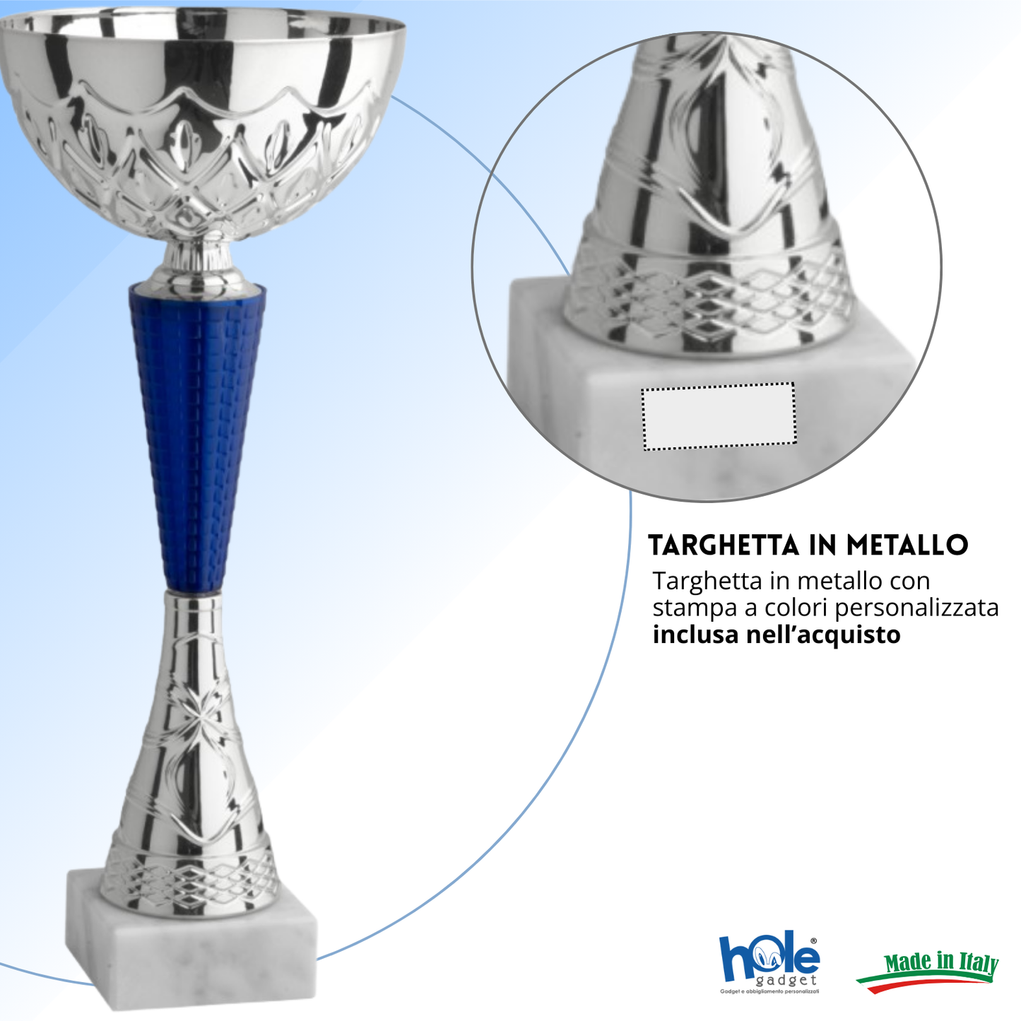 Coppa da 30 cm in metallo con base in marmo | Cod. 13.033S