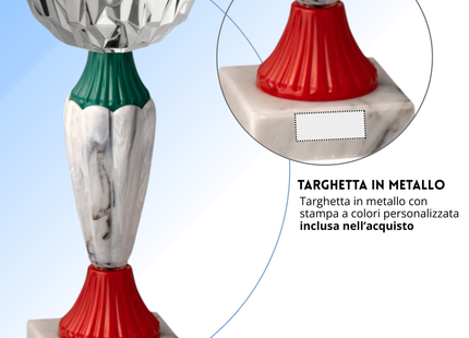 Coppa da 17 cm con tazza in metallo e base in marmo | Cod. 13.393S