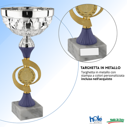 Coppa da 23 cm con tazza in metallo e base in marmo | Cod. 13.553S