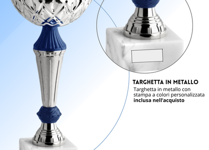 Coppa da 28 cm con tazza in metallo e base in marmo | Cod. 13.581S