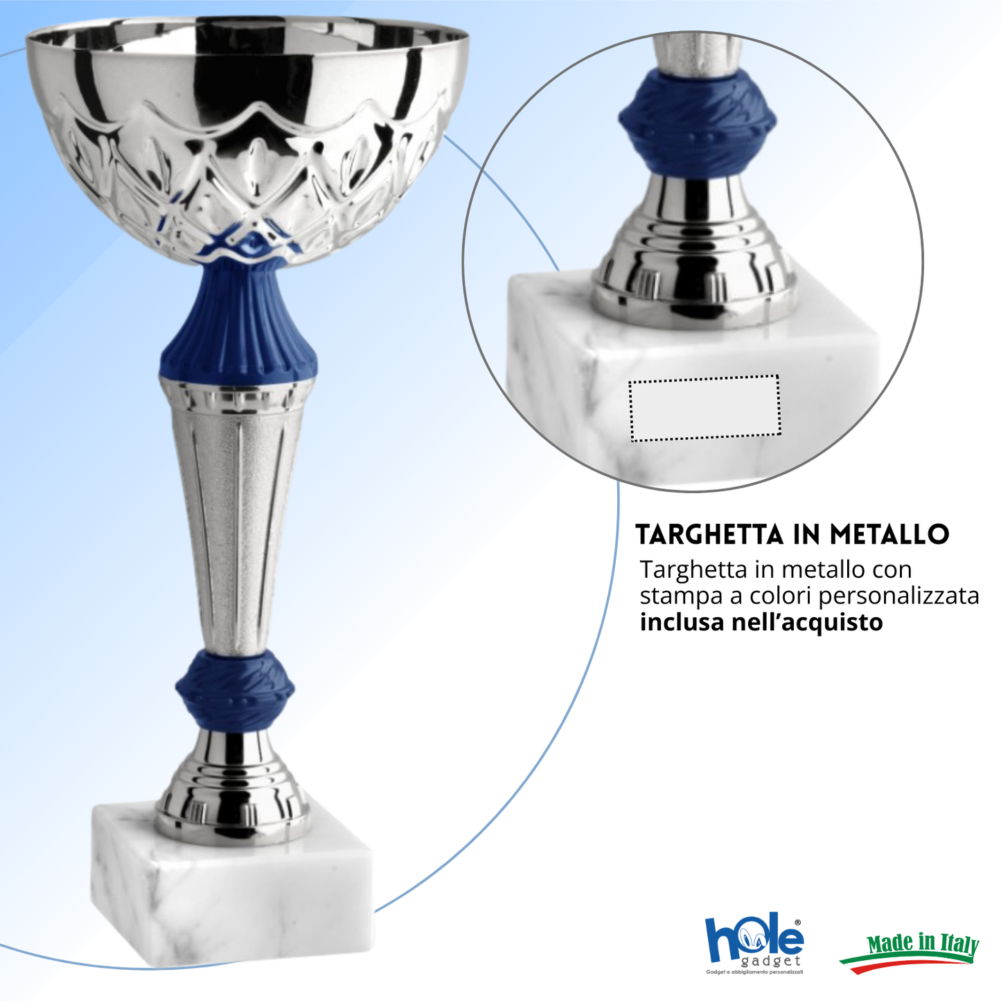 Coppa da 22 cm con tazza in metallo e base in marmo | Cod. 13.584S