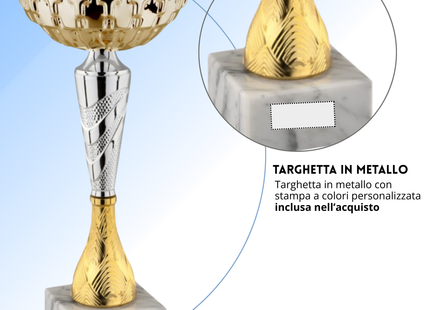Coppa da 30 cm con tazza in metallo e base in marmo | Cod. 13.542G