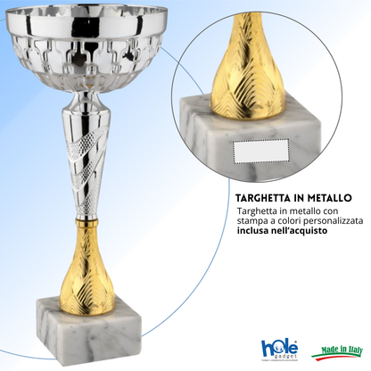 Coppa da 24 cm con tazza in metallo e base in marmo | Cod. 13.543S