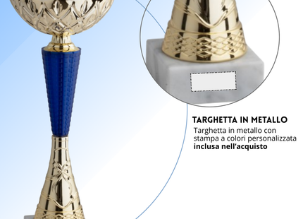 Coppa da 30 cm in metallo con base in marmo | Cod. 13.033G