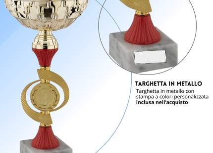 Coppa da 29 cm con tazza in metallo e base in marmo | Cod. 13.551G
