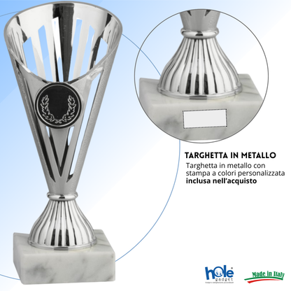 Coppa da 17 cm Argento in ABS con base in marmo | Cod. 13.022S