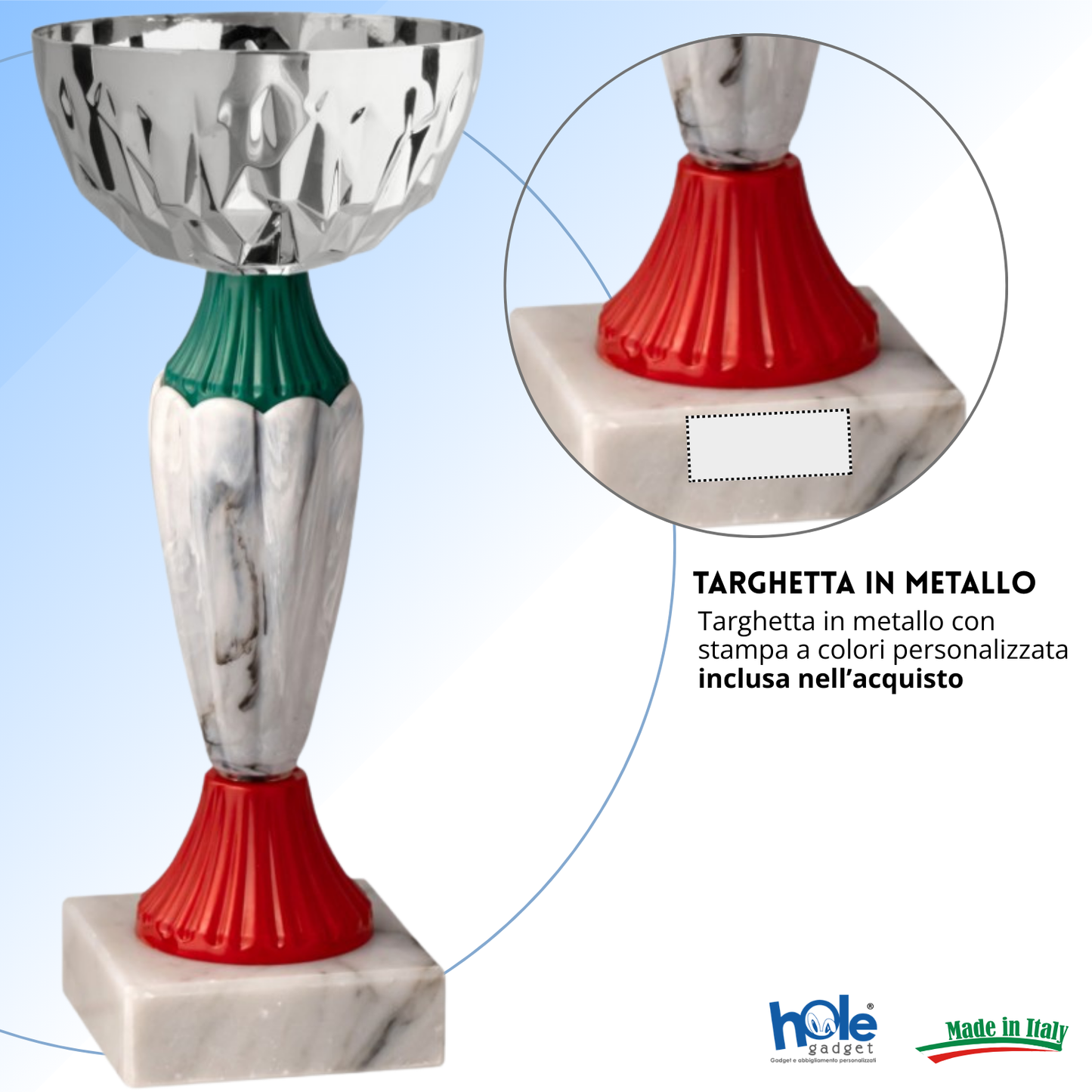 Coppa da 19 cm con tazza in metallo e base in marmo | Cod. 13.391S