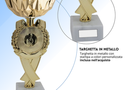Coppa da 21 cm con tazza in metallo e base in marmo | Cod. 13.603G