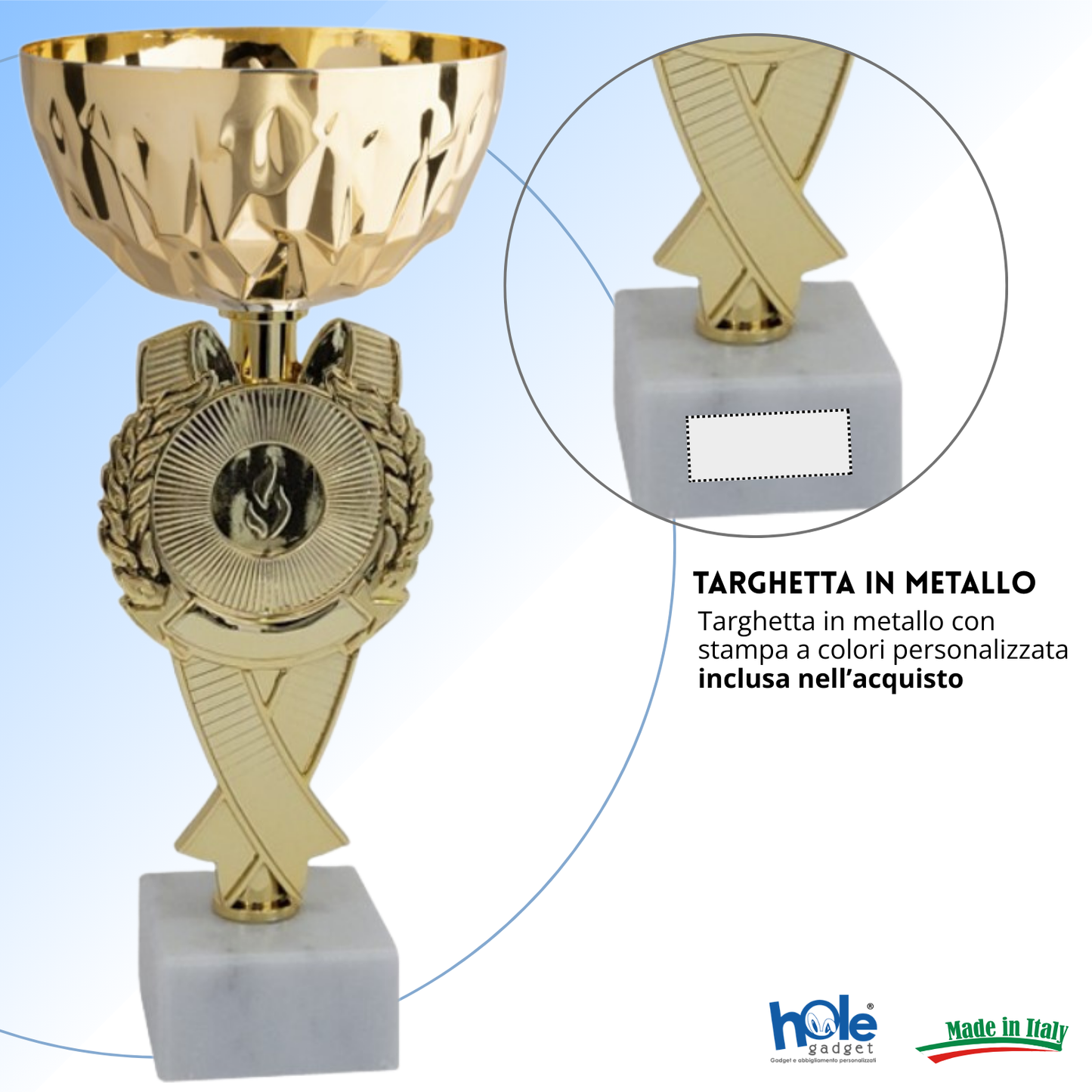 Coppa da 20 cm con tazza in metallo e base in marmo | Cod. 13.604G