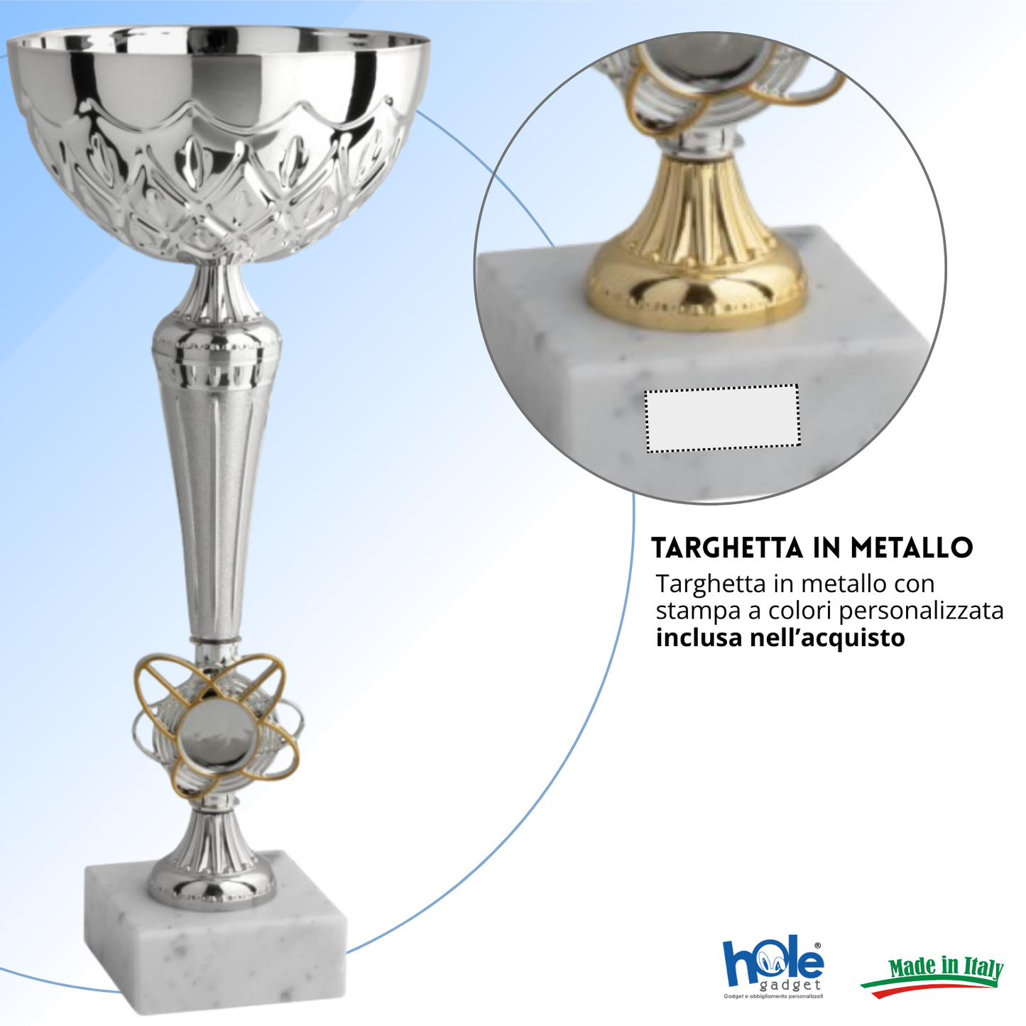 Coppa da 35 cm in metallo con base in marmo | Cod. 13.051S