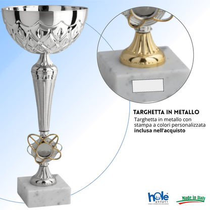 Coppa da 27 cm in metallo con base in marmo | Cod. 13.054S