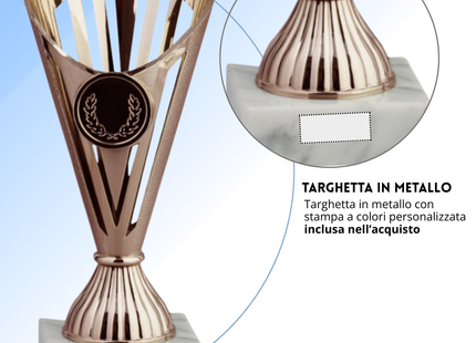 Coppa da 17 cm Bronzo in ABS con base in marmo | Cod. 13.023B