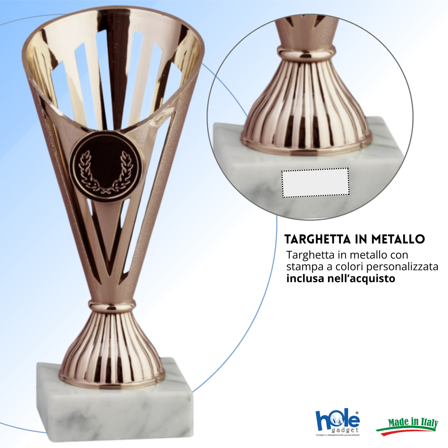 Coppa da 17 cm Bronzo in ABS con base in marmo | Cod. 13.023B