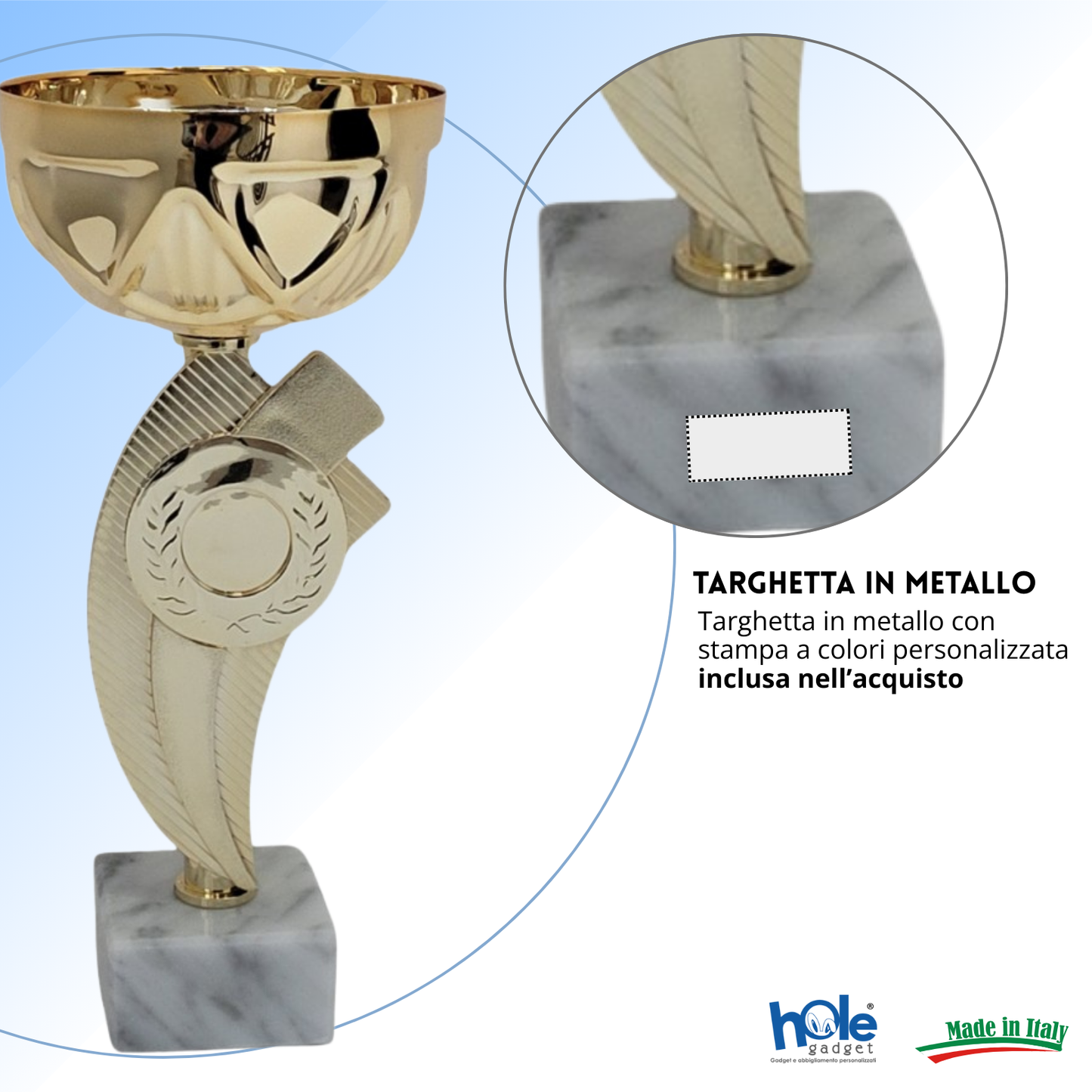 Coppa da 21 cm Oro in ABS con base in marmo | Cod. 13.214G