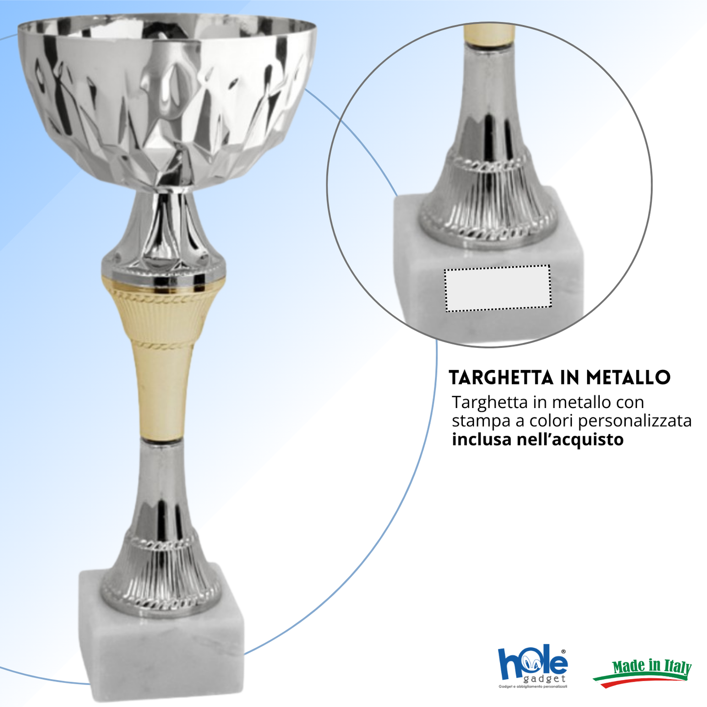 Coppa da 23 cm con tazza in metallo e base in marmo | Cod. 13.592S