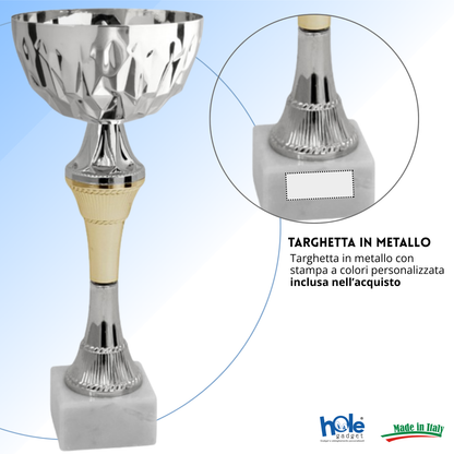 Coppa da 23 cm con tazza in metallo e base in marmo | Cod. 13.592S