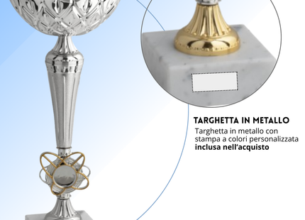 Coppa da 32 cm in metallo con base in marmo | Cod. 13.052S